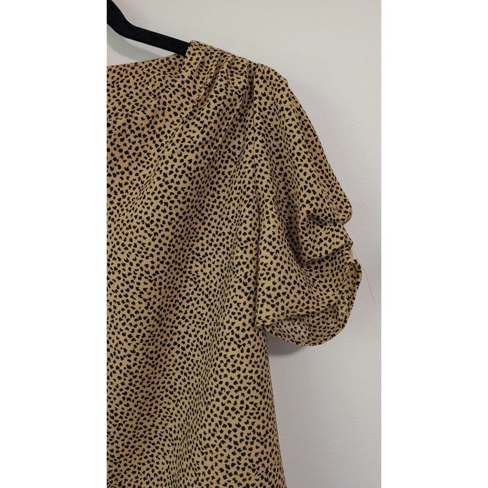 Jones New York Animal Print Puff Sleeve V-Neck Blouse XS - Picture 7 of 15